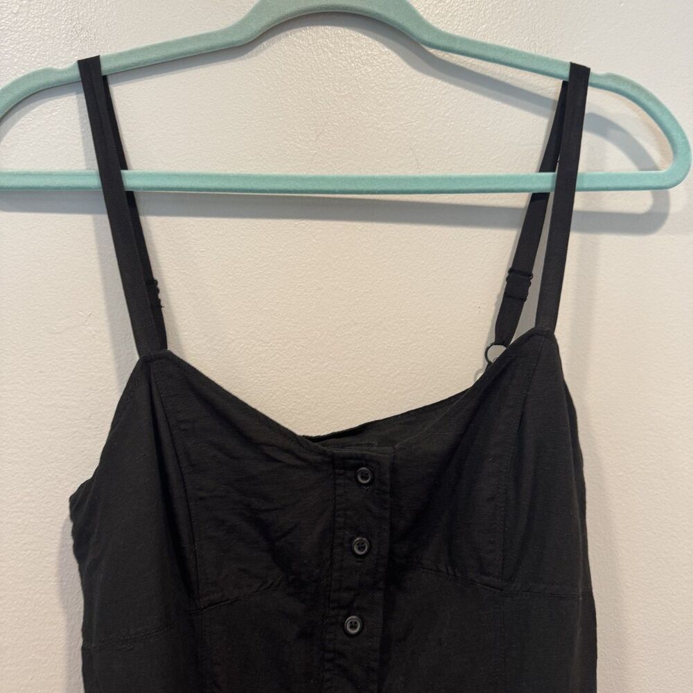 New York & Company Midi Dress Linen Black Full Button Front 90s Y2K Womens Sz 8 - Picture 7 of 8